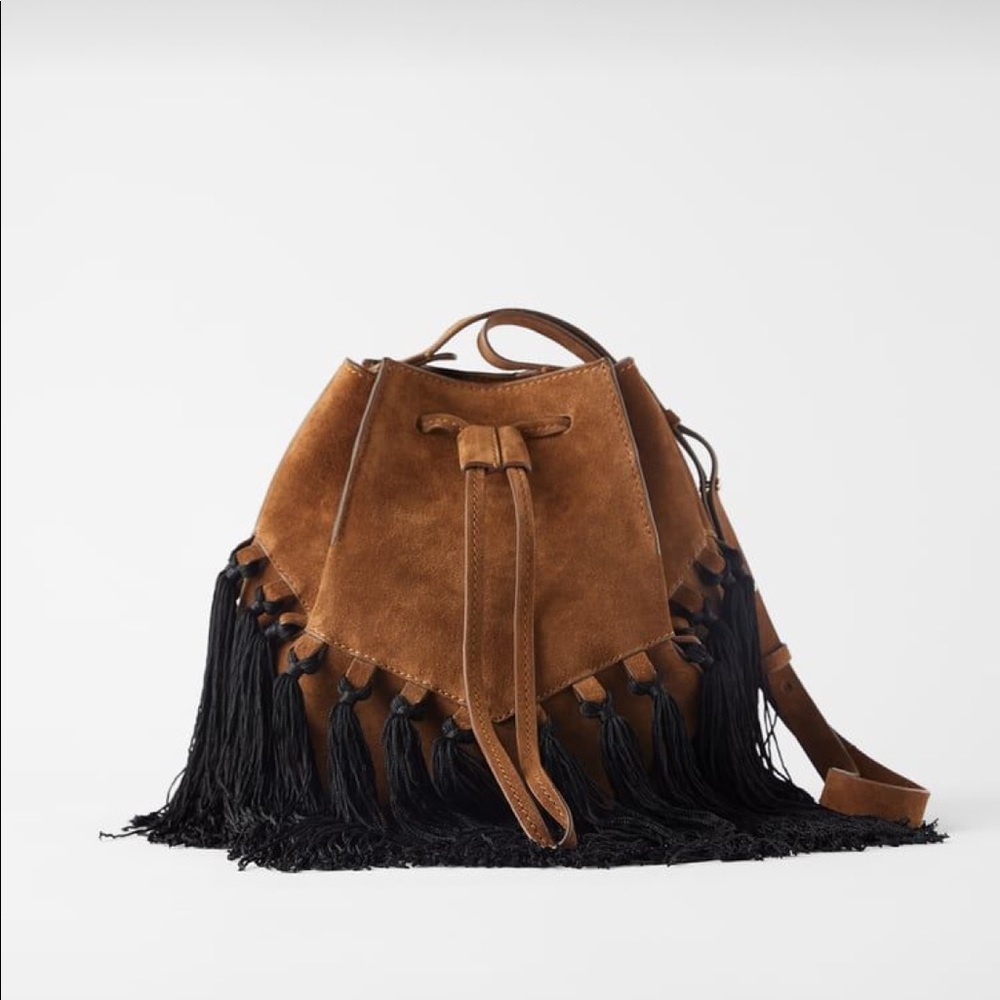 Zara Split leather bucket bag NWT rare find